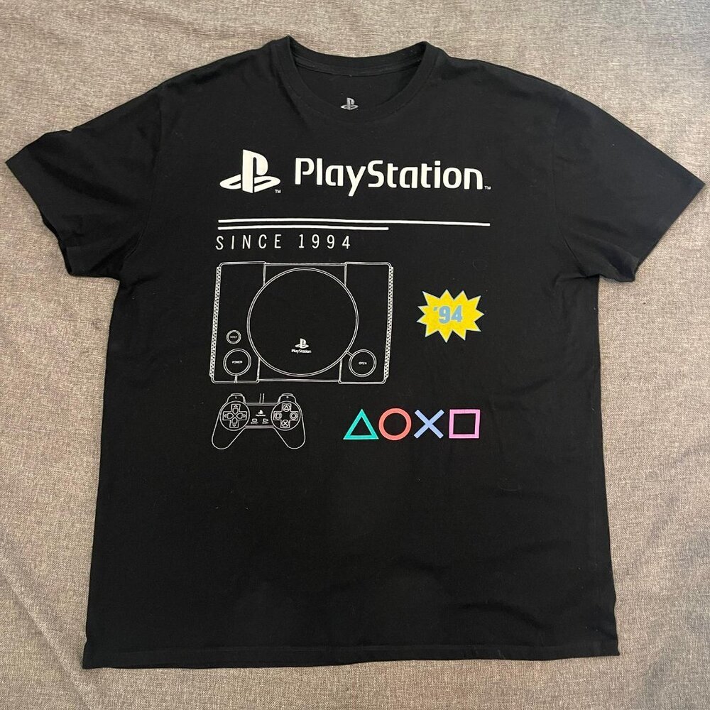Playstation Game Console Since 1994 Video Gamer T Shirt Adult‎ XL Black Mens